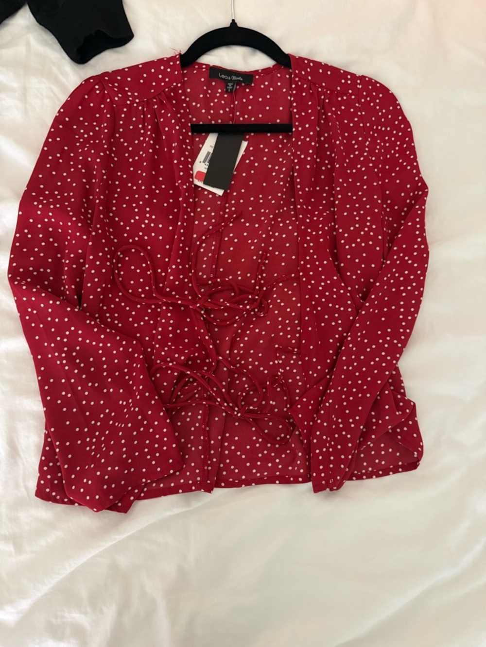 BNWT Red Polka Dot Tie up Blouse Size S